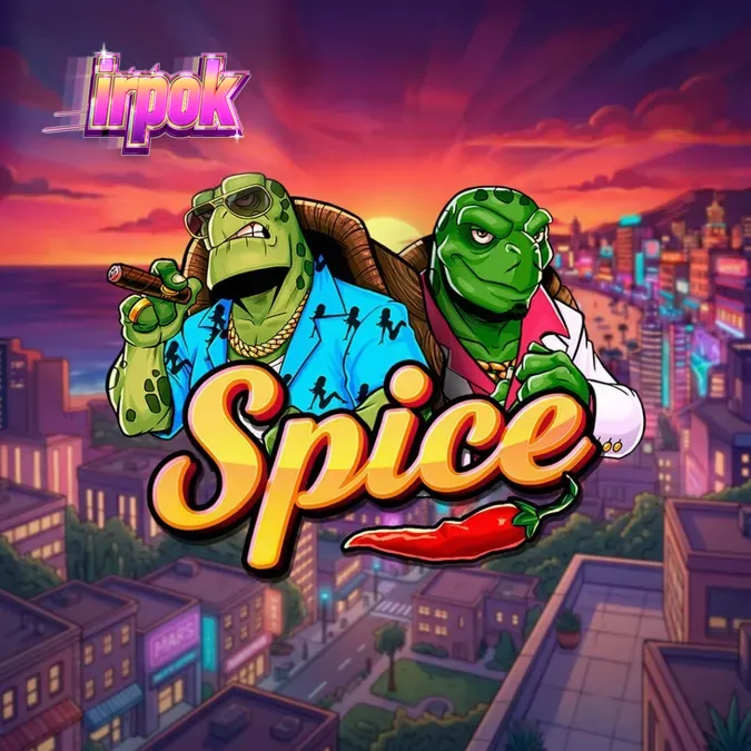Tampilan visual slot Spice dengan tema kura-kura dan grid 6x6 yang dinamis.
